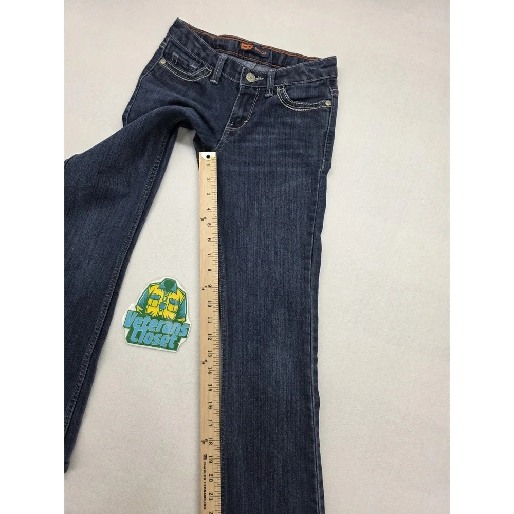 Levis Girls 12 Slim Bootcut Jeans 24x27 Dark Wash Adjustable Waist Stretch Denim